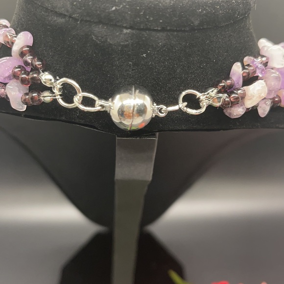 Natural Amethyst Necklace Earring and Bracelet set - Picture 4 of 13
